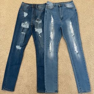 High waisted skinny jeans